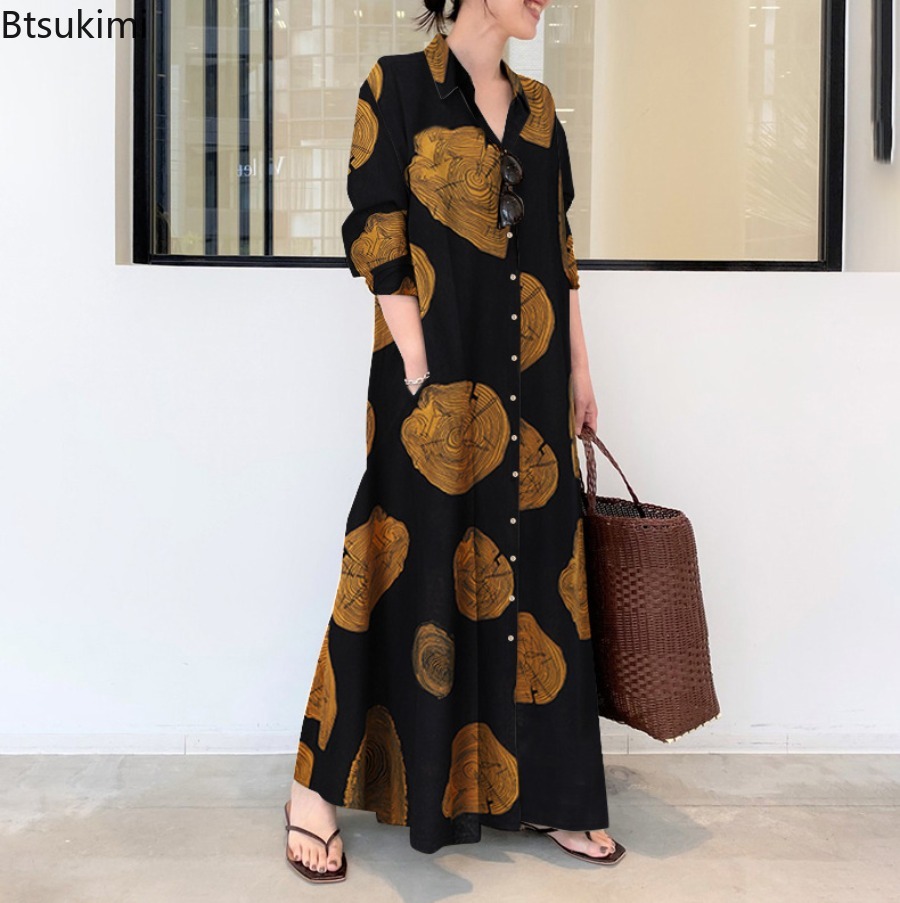 2026 Women Shirt Dress Loose C - Casual Loose Linen Shirt Dress 评论和价格