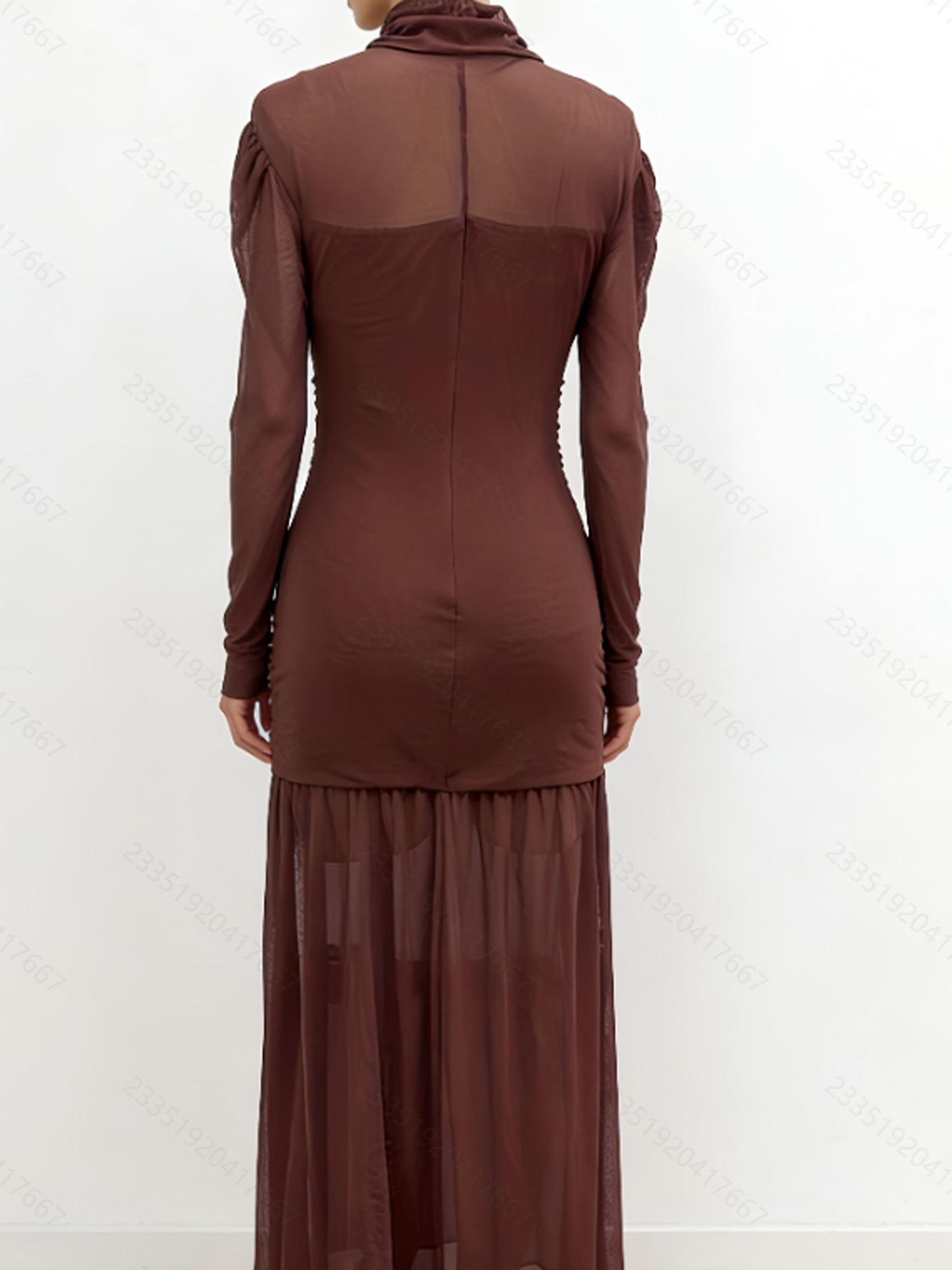 Elegant Sheer Long Sleeve High - Sexy Mesh Sheer Bodycon Dress 评论和价格