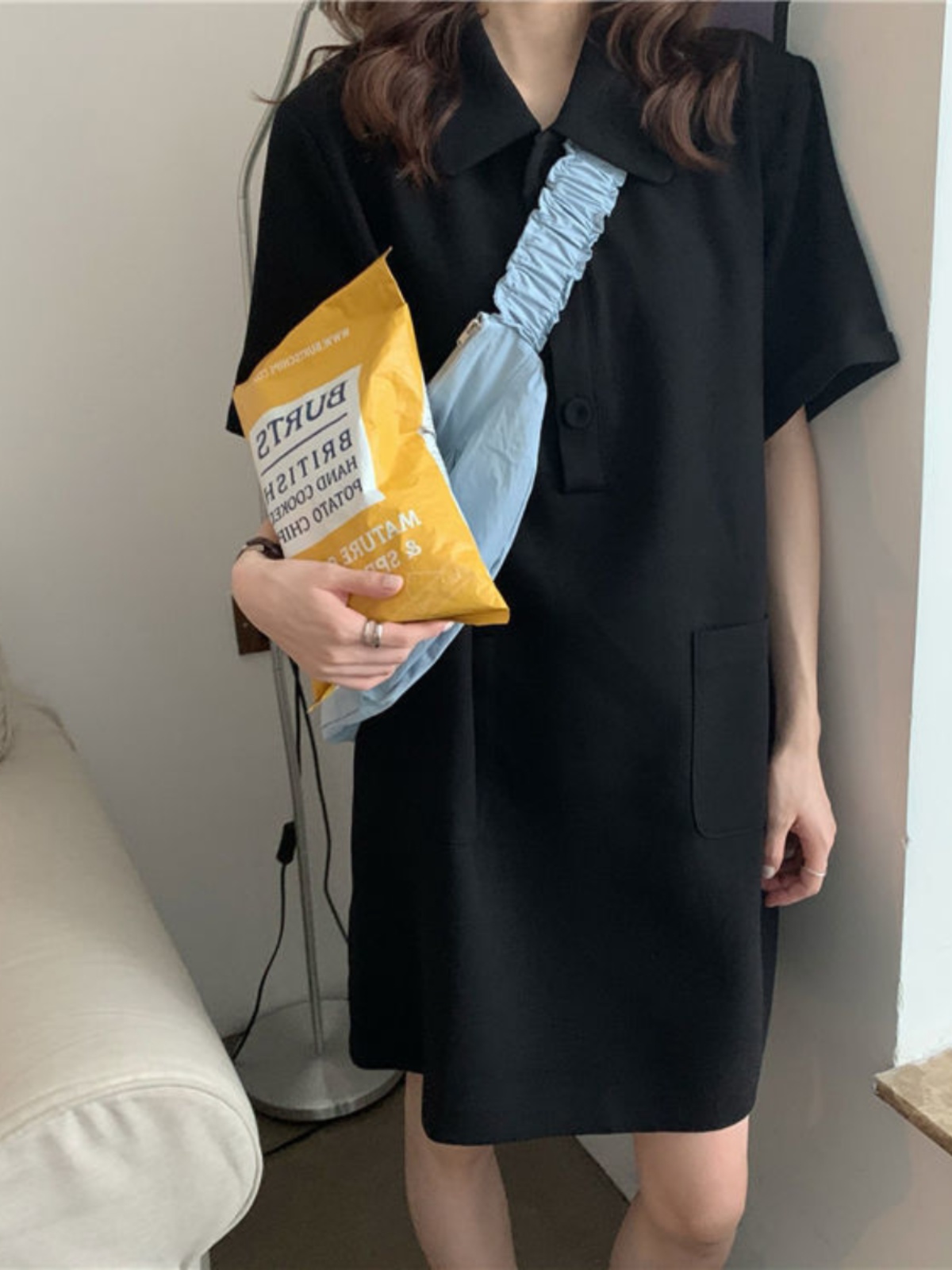 plus Size A-Line Dress  Collar - Korean Style A Line Shirt Dress 评论和价格