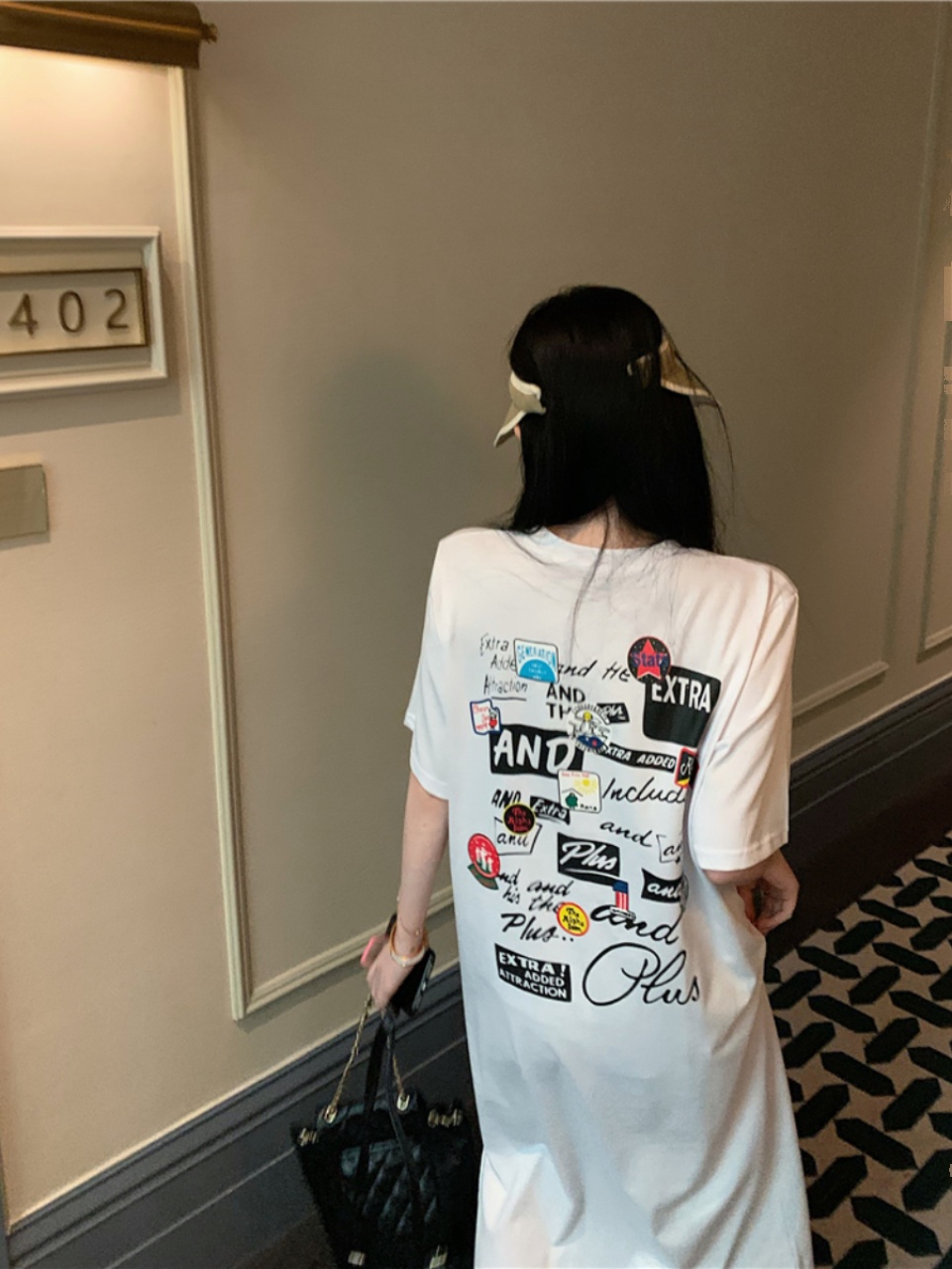 Black Short Sleeve T-Shirt Dre - Korean Style A Line Shirt Dress 评论和价格