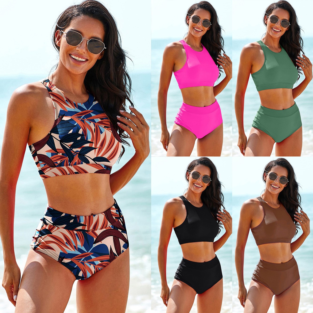 Woman Swimsuits Solid Color Ta - Tops 评论和价格