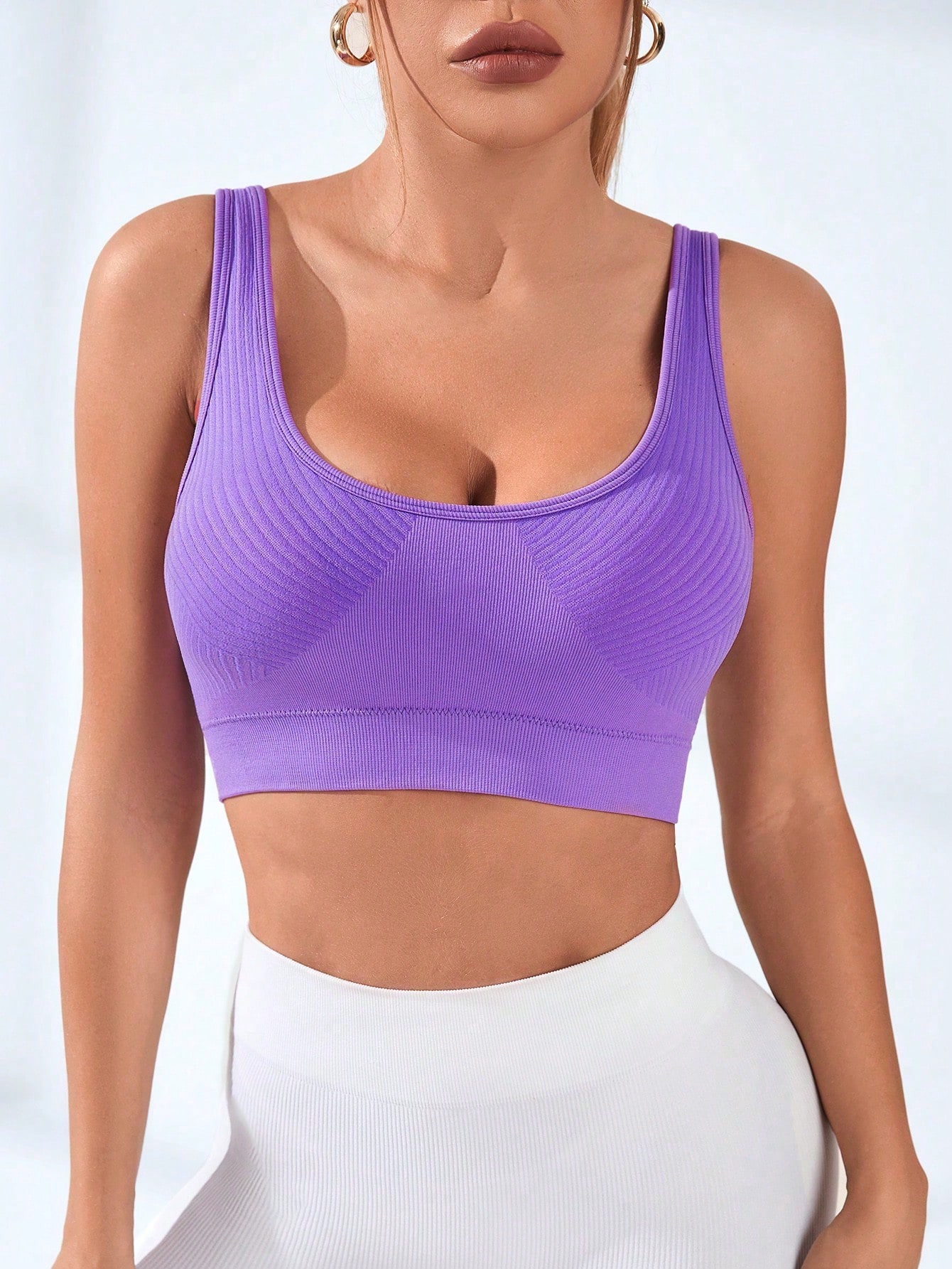 Women's Ribbed U-Neck Sports B - Seamless Ribbed Workout Tank Top 评论和价格