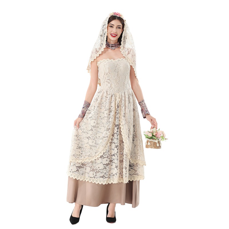 Women Vintage Lace Maxi Dress  - Dresses 评论和价格