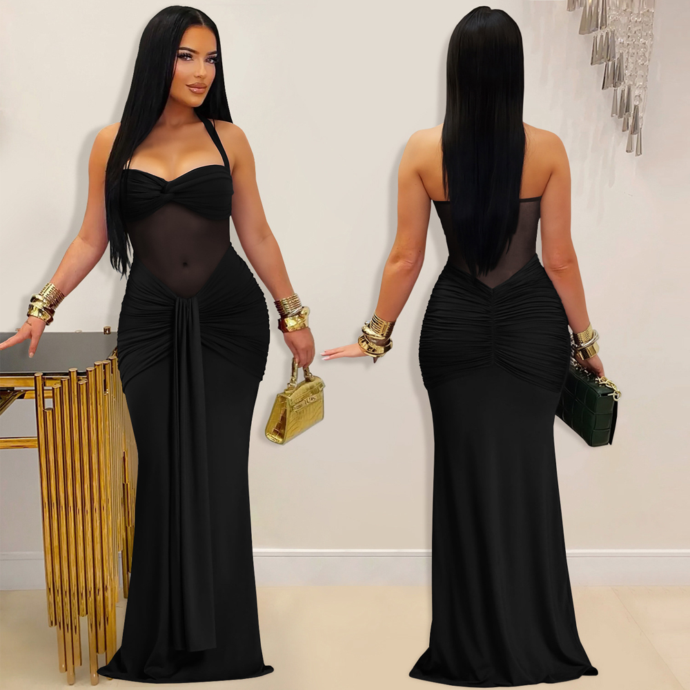 Sexy Sheer Layer Mesh Halter D - Sexy Mesh Sheer Bodycon Dress 评论和价格