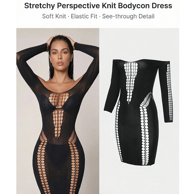 Women Sheer Mesh Long Sleeve B - Sexy Mesh Sheer Bodycon Dress 评论和价格