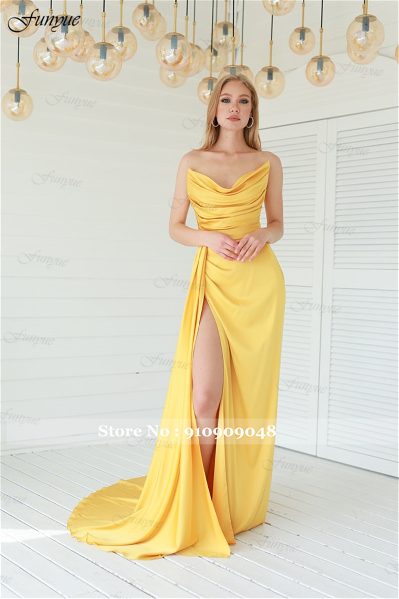 Elegant Off Shoulder Evening D - Elegant Satin Evening Gown Split 评论和价格