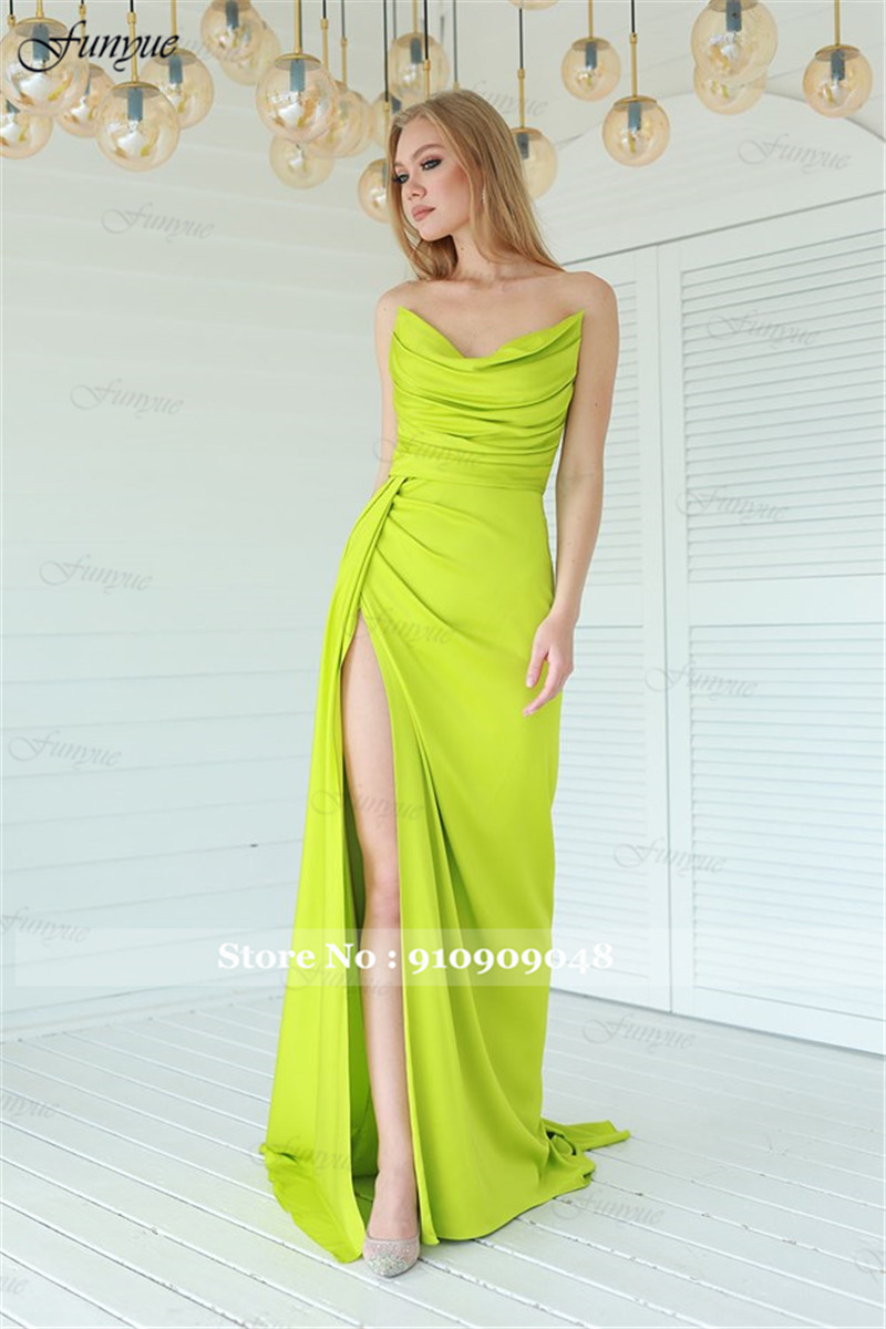 Elegant Off Shoulder Evening D - Elegant Satin Evening Gown Split 评论和价格