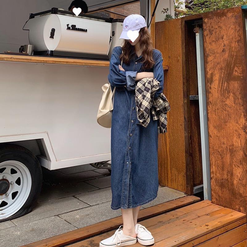 2026 New Women Denim Shirt Dre - Korean Style A Line Shirt Dress 评论和价格