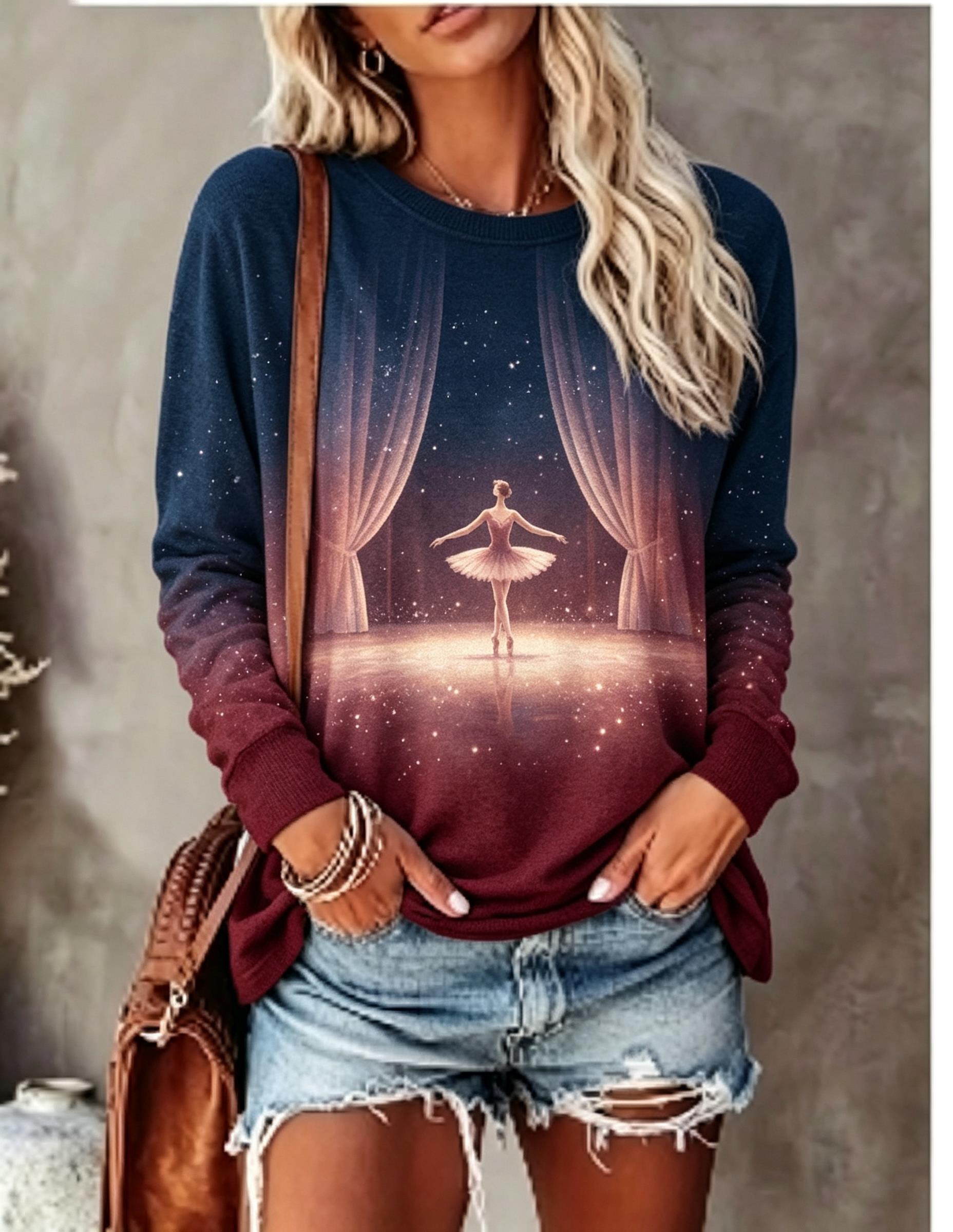 Women Long Sleeve T‑Shirt Ball - Blouses 评论和价格