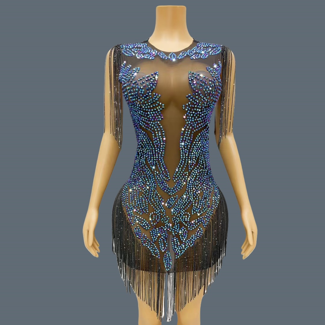 Elegant Women Luxury Dinners E - Sparkly Rhinestone Club Party Dress 评论和价格