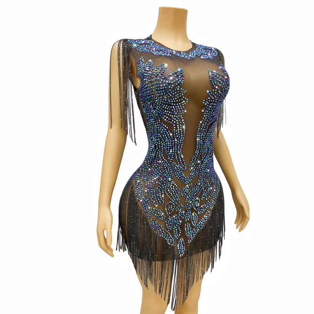 Elegant Women Luxury Dinners E - Sparkly Rhinestone Club Party Dress 评论和价格