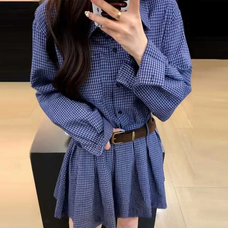Korean College Style Design, R - Korean Style A Line Shirt Dress 评论和价格