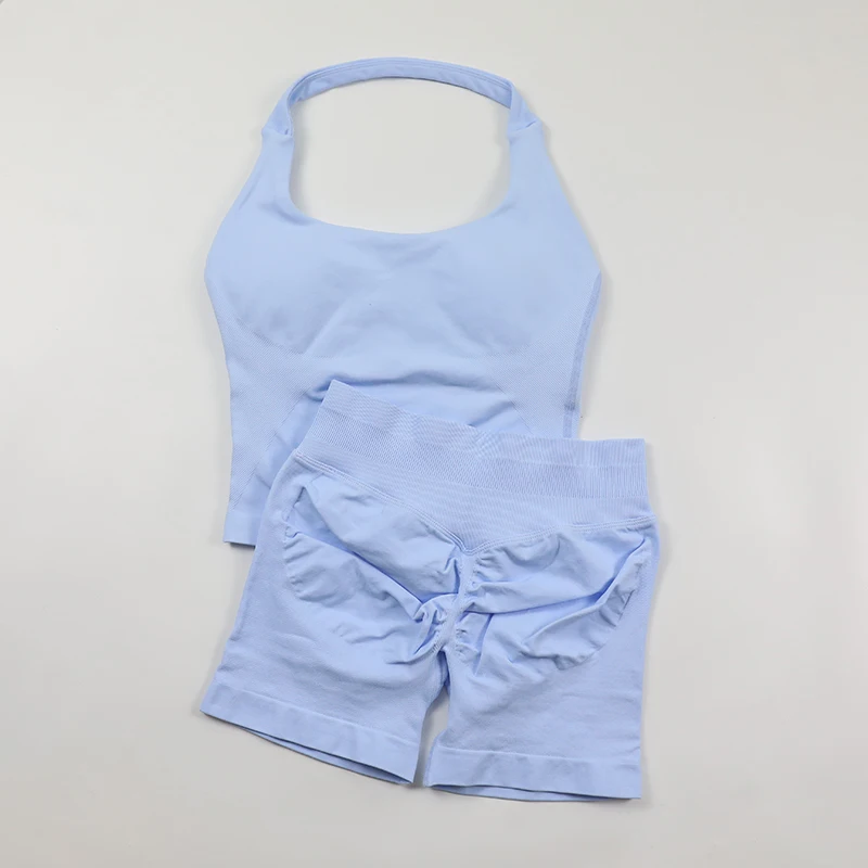 Seamless Yoga Set Womens Backl - Seamless Ribbed Workout Tank Top 评论和价格