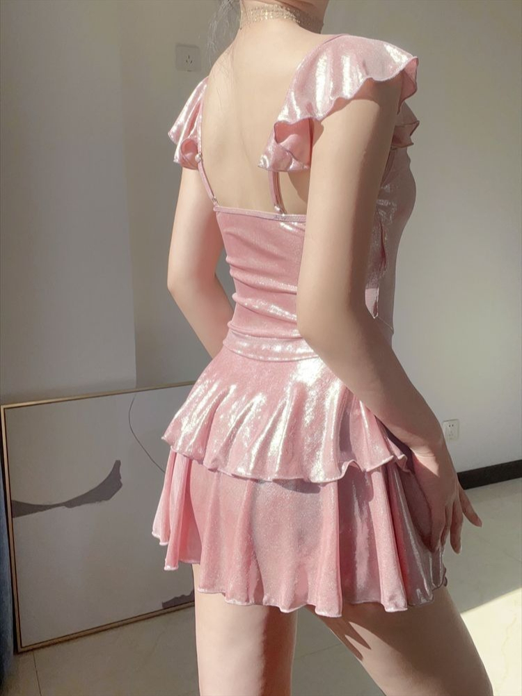 Flattering Shiny Pink Swimwear - Skirts 评论和价格